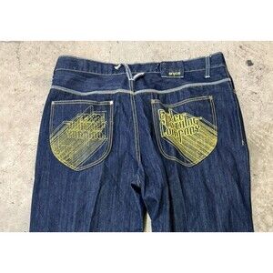 Enyce Jeans Mens 42x34 Denim Baggy Wide Leg Embroidered Y2k  2000s Pants Hip Hop